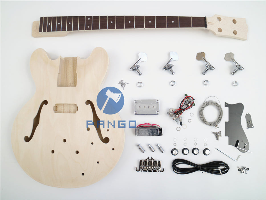 4 Strings Semi Hollow Body DIY Electric Bass Guitar Kit (PES335-60D)