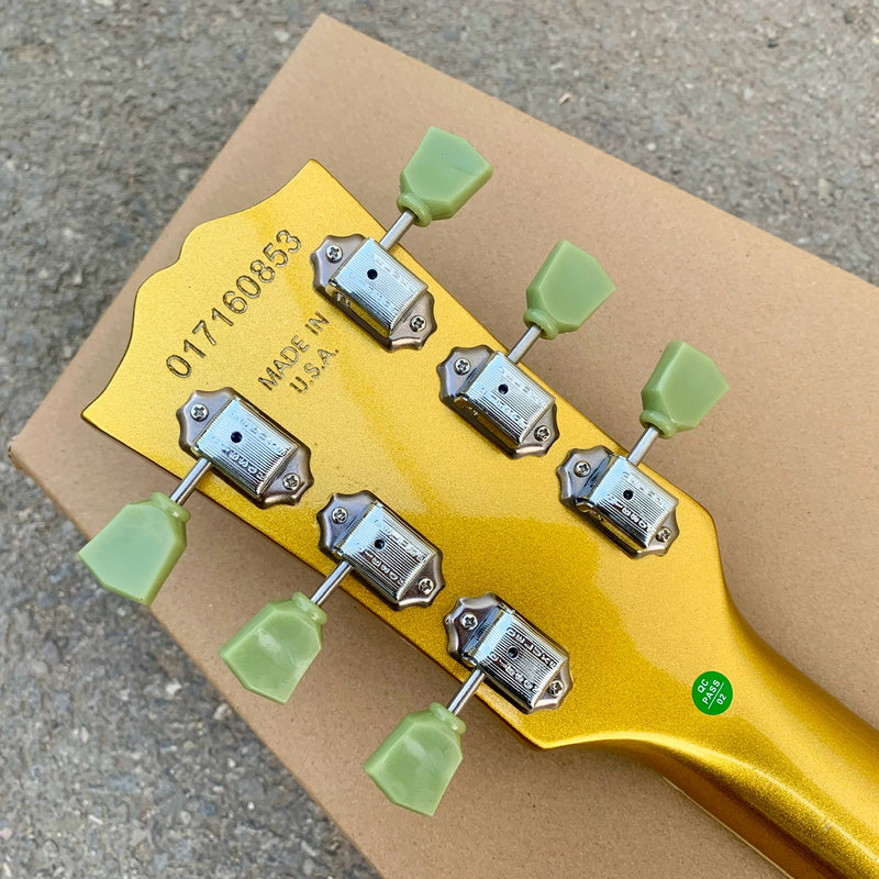 ES-Style Semi-Hollow Body Electric Guitar with Gold Gloss Metallic Finish (YMZ-143)