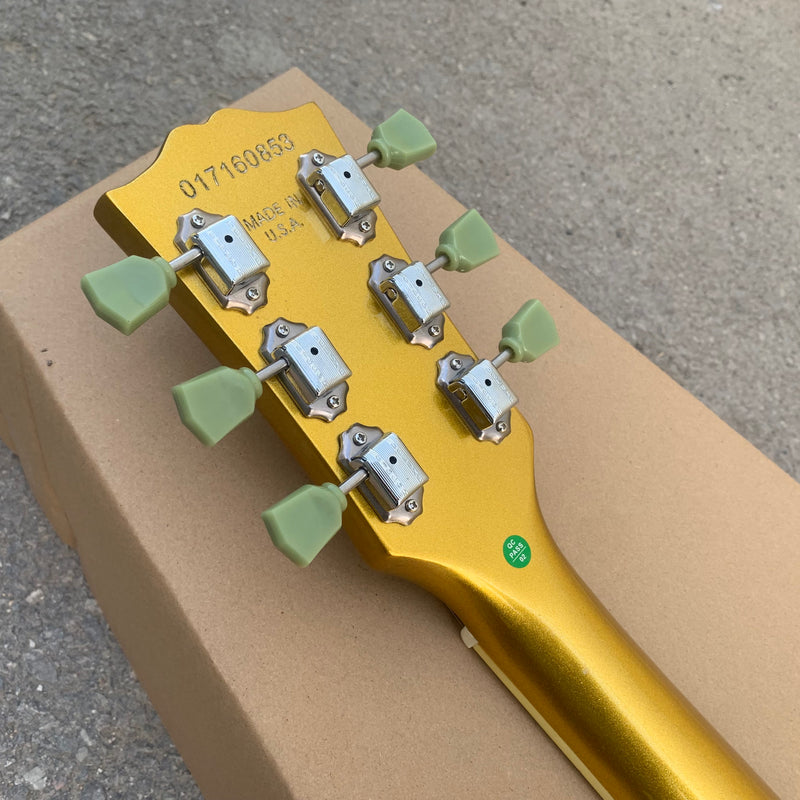 ES-Style Semi-Hollow Body Electric Guitar with Gold Gloss Metallic Finish (YMZ-143)