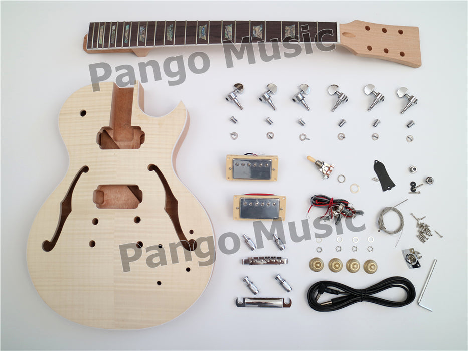 LP Semi Hollow DIY Electric Guitar Kit with Flamed Maple Top(PLP-621)