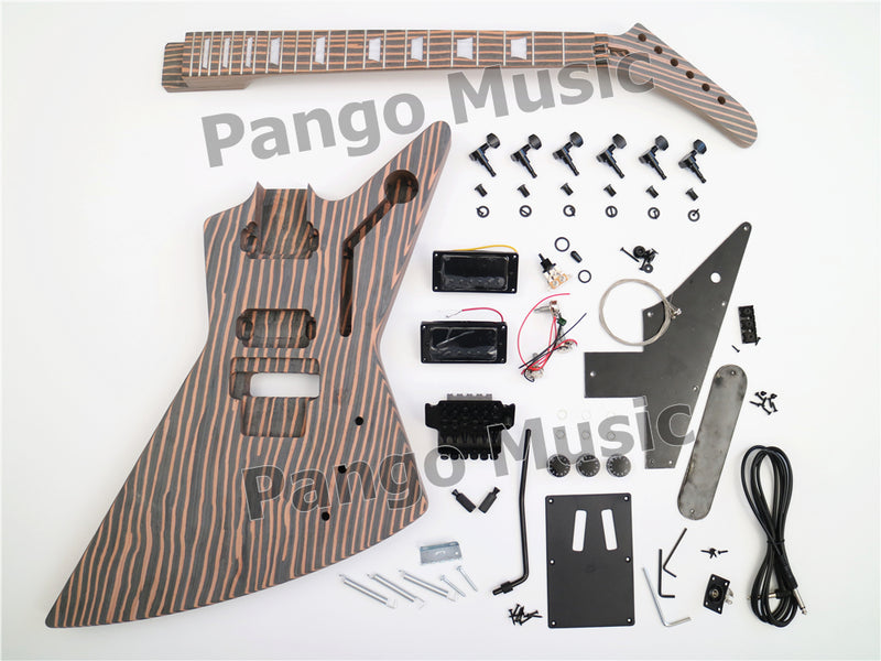 All Zebrawood Explorer Style DIY Electric Guitar Kit (PEX-230)