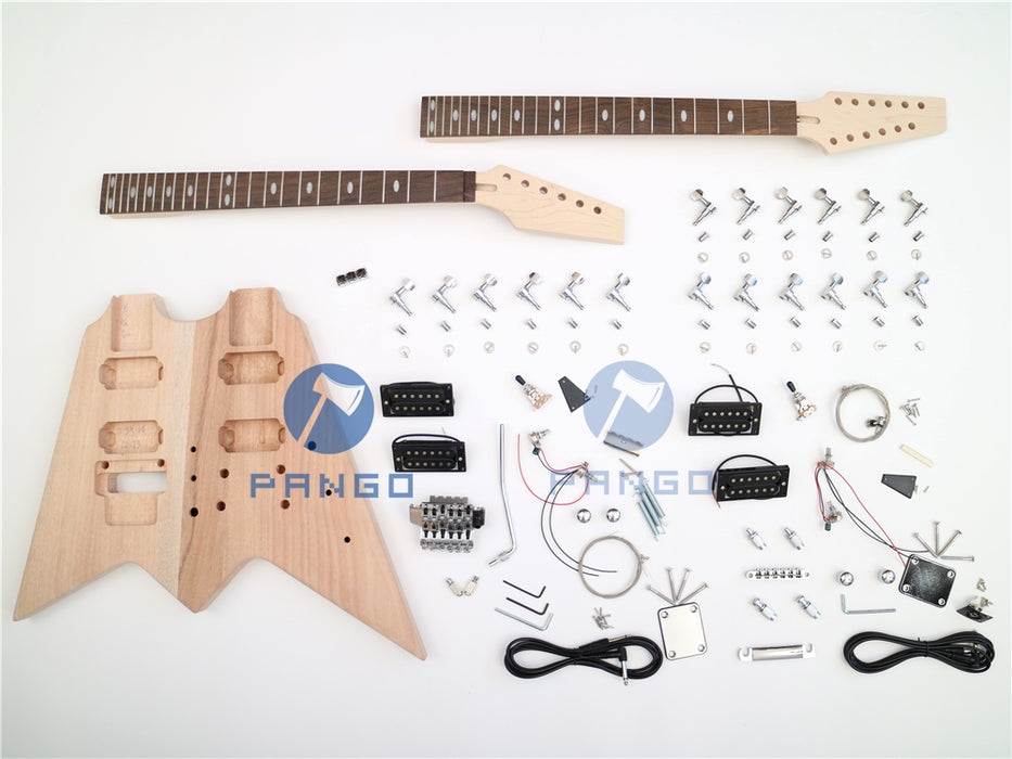 Double Neck Flying V Electric Guitar Kit (PYX-203)