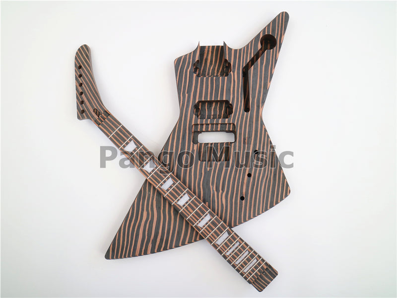 All Zebrawood Explorer Style DIY Electric Guitar Kit (PEX-230)