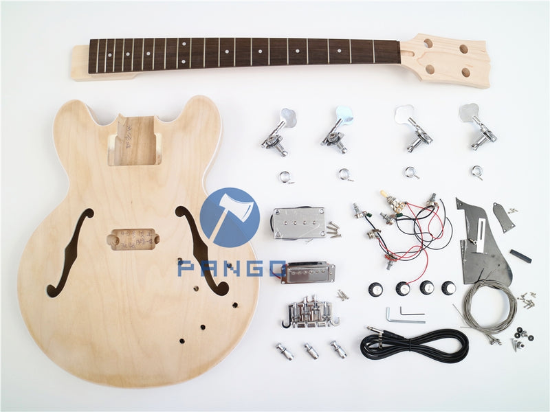 4-String Semi-hollow Body DIY Electric Bass Guitar Kit (PES335-60)