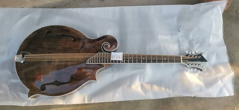 All-Solid Wood Handcrafted Dark Gray F-Style Mandocello (PMB-907)