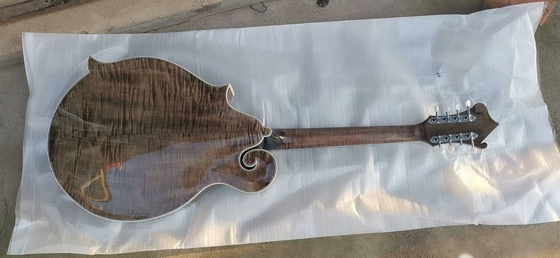 All-Solid Wood Handcrafted Dark Gray F-Style Mandocello (PMB-907)