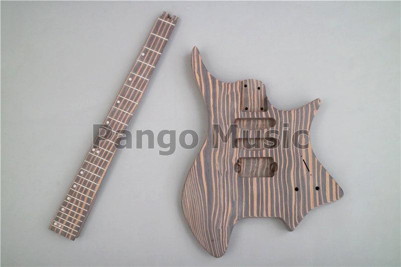 Headless / All Zebrawood DIY Electric Guitar Kit (ZQN-016)