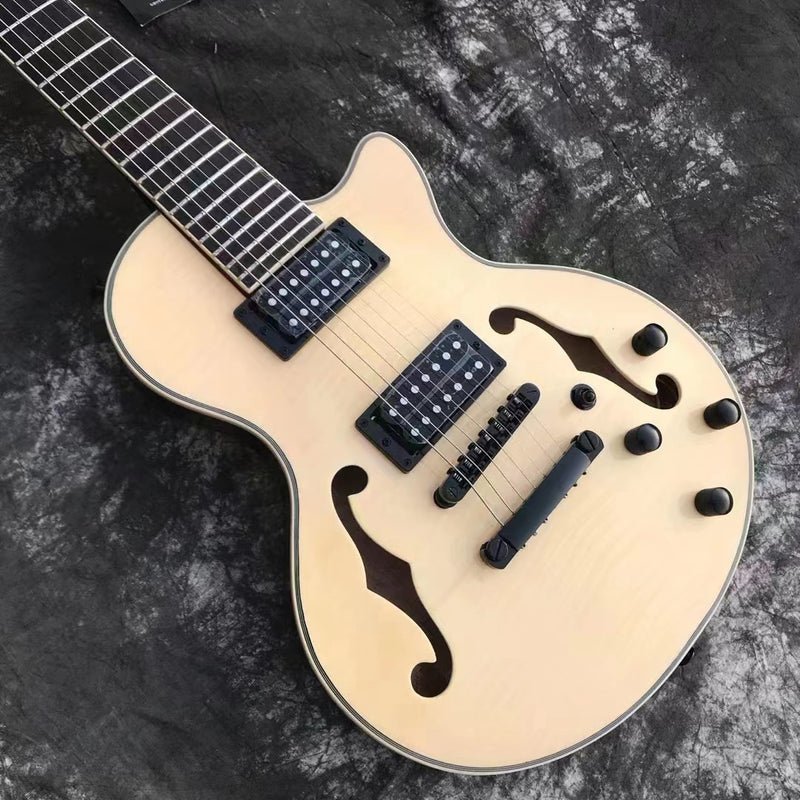 7-String Semi-Hollow Body Electric Guitar with Gloss Natural Finish (YMZ-010)