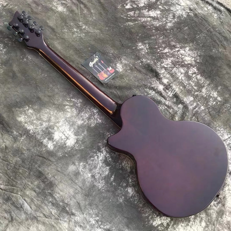 7-String Semi-Hollow Body Electric Guitar with Gloss Natural Finish (YMZ-010)