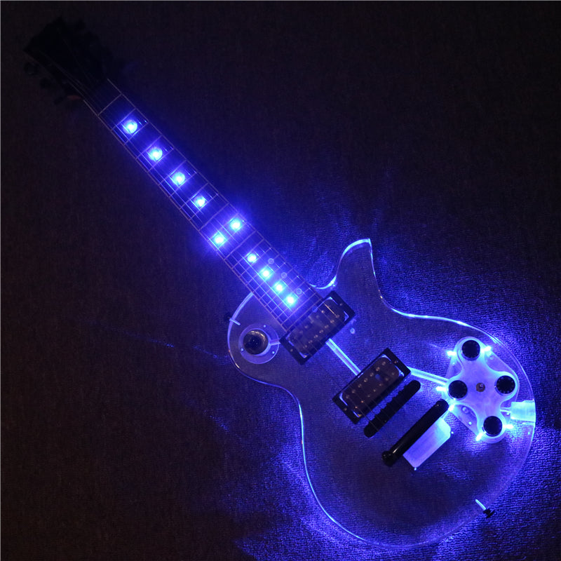7 Strings LP Style Acrylic Body LED Light Electric Guitar (PLP-002)