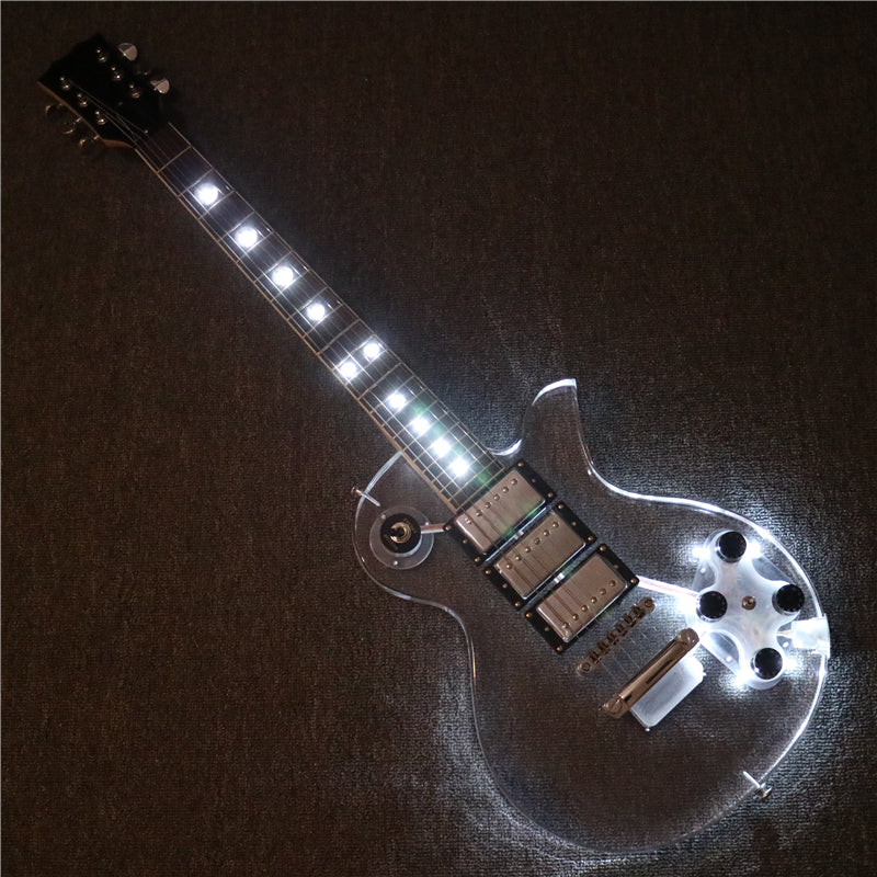 LP Style Acrylic Body Electric Guitar (PLP-001, LED Light)