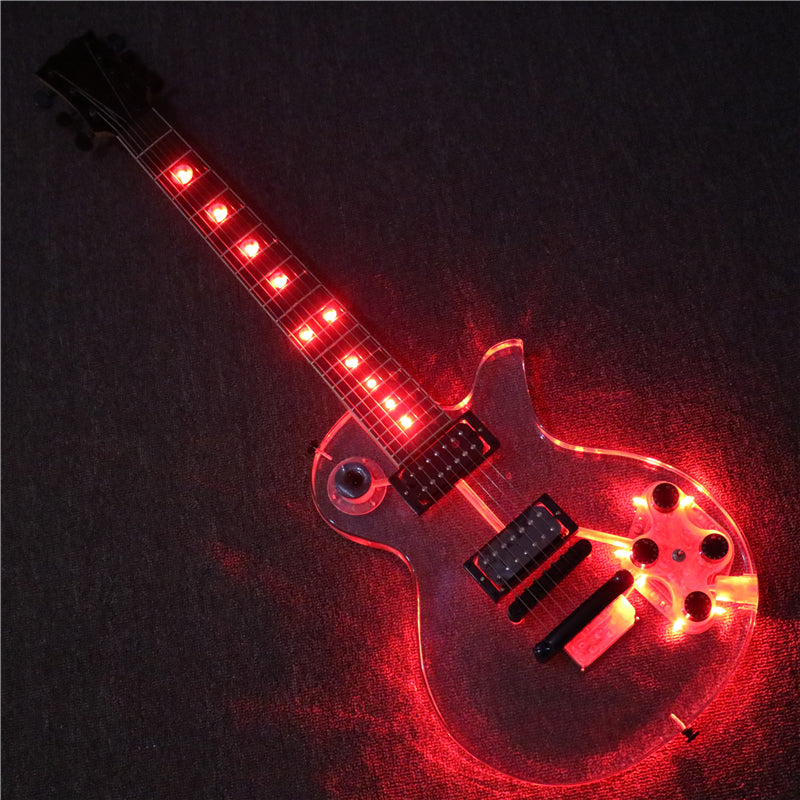 7 Strings LP Style Acrylic Body LED Light Electric Guitar (PLP-002)