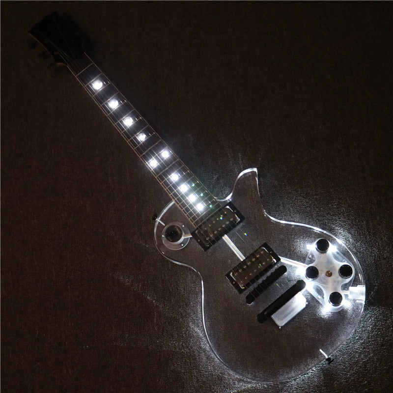 7-String LP Style Acrylic Body LED Light Electric Guitar (PLP-002