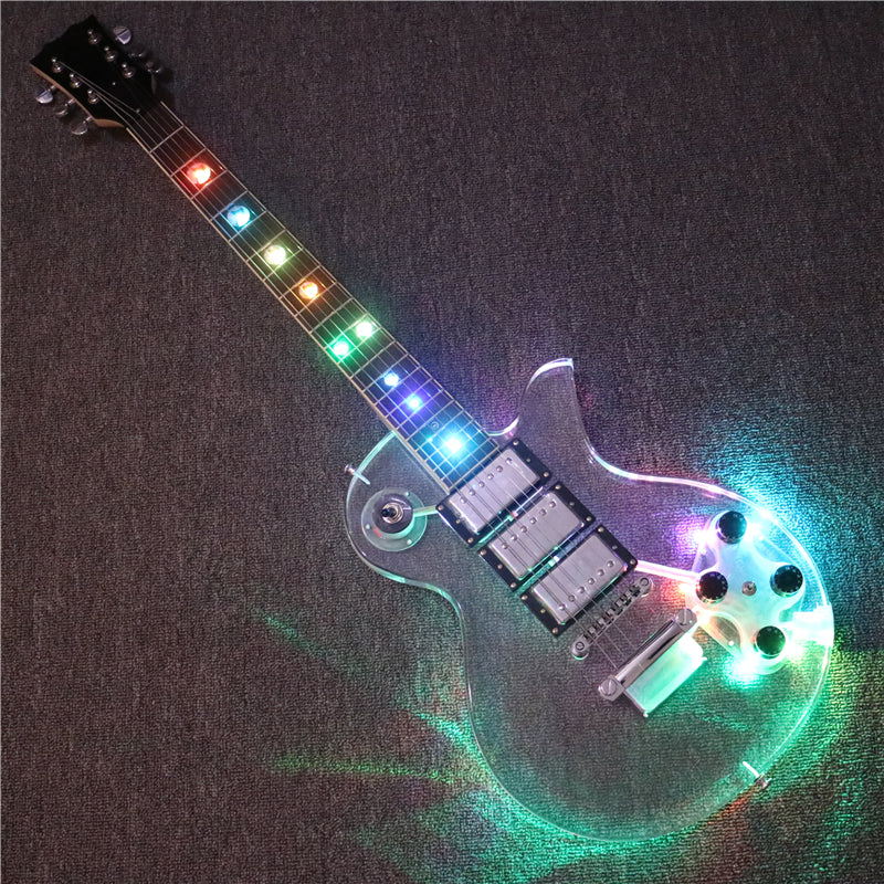 LP Style Acrylic Body Electric Guitar (PLP-001, LED Light)