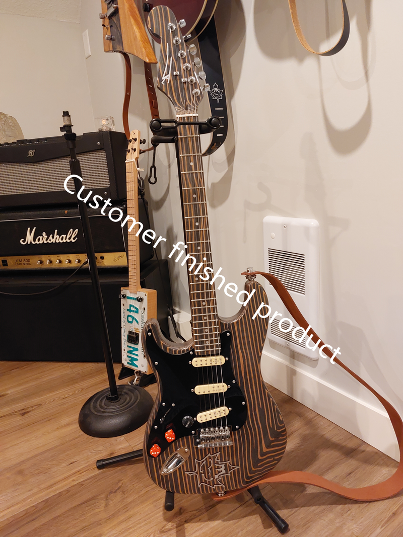 Pre-Sale Left-Handed ST-Style All Zebrawood DIY Electric Guitar Kit (PST-528)