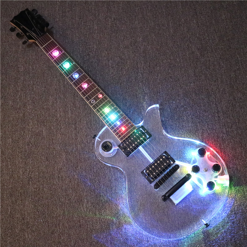 ギター LP CUSTOM model 7-String LP Style Acrylic Body LED Light Electric Guitar (PLP-002