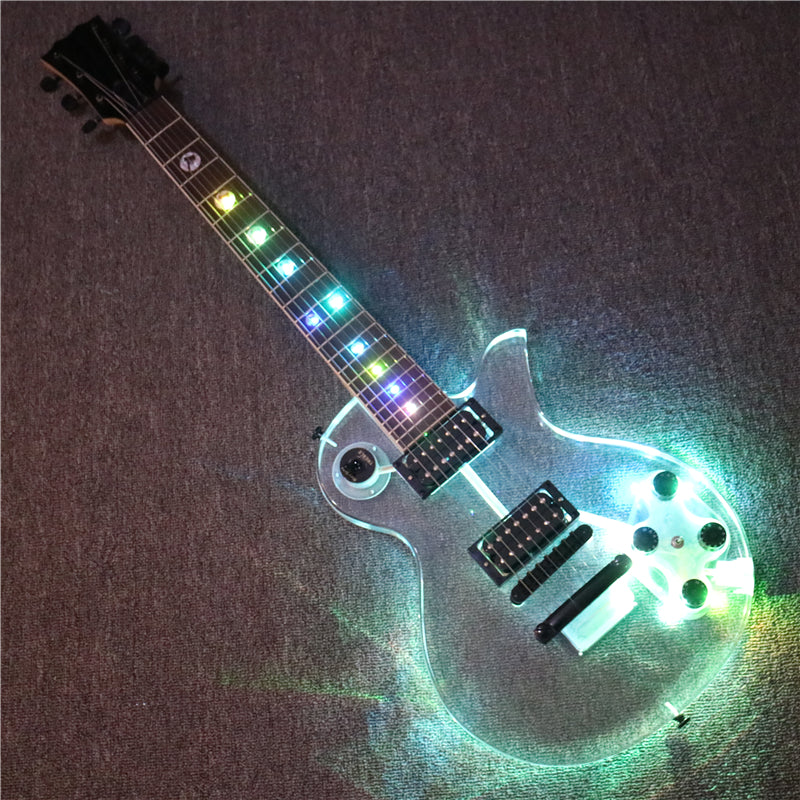 7 Strings LP Style Acrylic Body LED Light Electric Guitar (PLP-002)