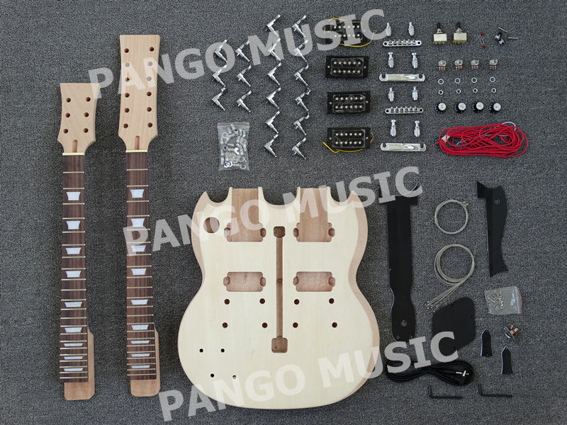 SG Style Left-Hand Double Neck DIY Electric Guitar Kit (PSG-100)
