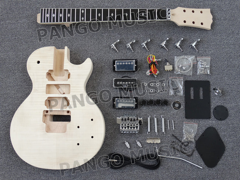 LP Style DIY Electric Guitar Kit with Flamed Maple Veneer(PLP-059F, Fast Shipping, Tariff-free)