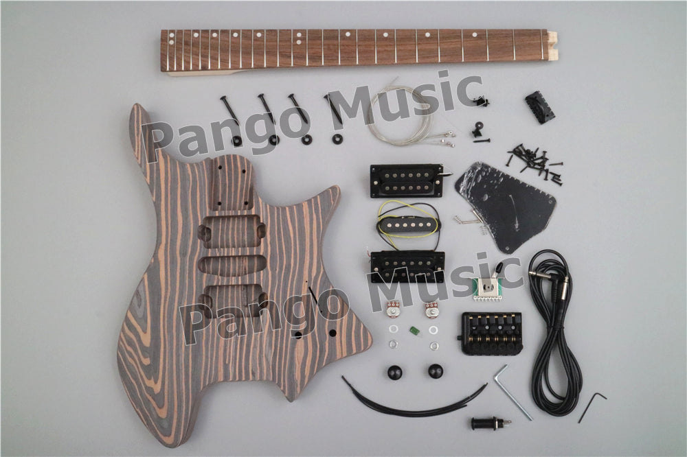 Headless / Zebrawood Body DIY Electric Guitar Kit (ZQN-001
