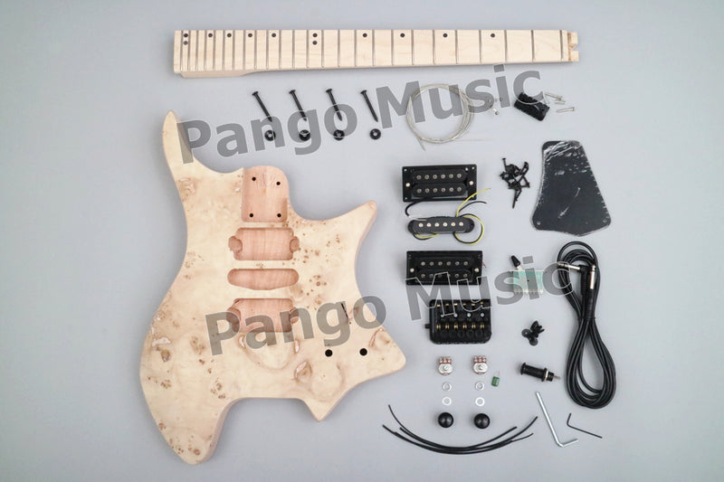 Headless DIY Electric Guitar Kit with Burl Maple Veneer (ZQN-015)