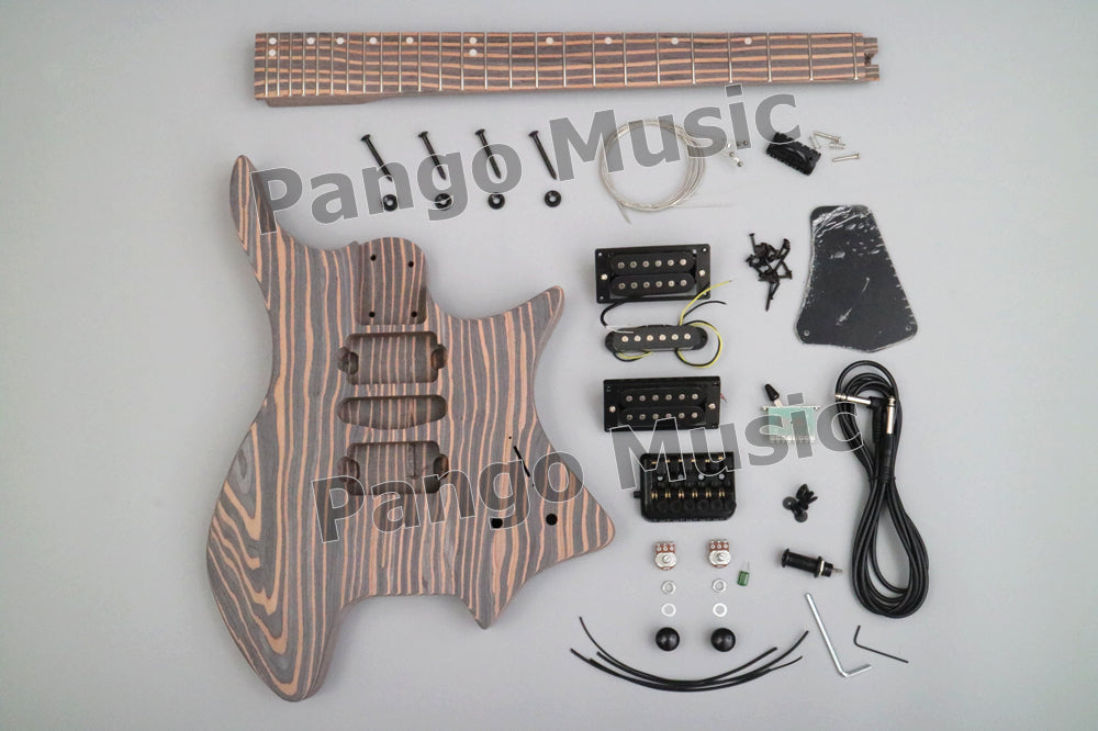 Headless / All Zebrawood DIY Electric Guitar Kit (ZQN-009)