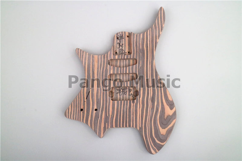 Headless Left-Handed All Zebrawood DIY Electric Guitar Kit (ZQN-017)
