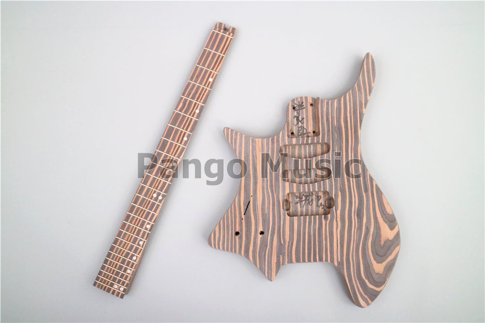 Headless Left-Handed All Zebrawood DIY Electric Guitar Kit (ZQN