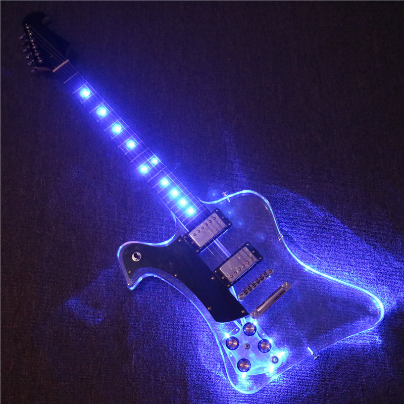 Firebird Style Left Hand Acrylic Body LED Light Electric Guitar (PFB-003)