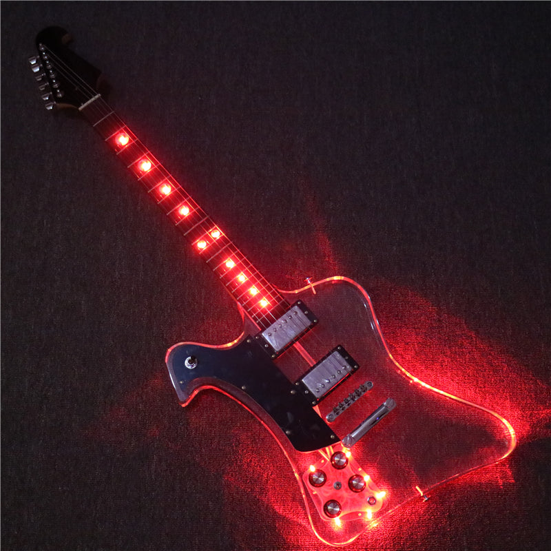 Firebird Style Left Hand Acrylic Body LED Light Electric Guitar (PFB-003)