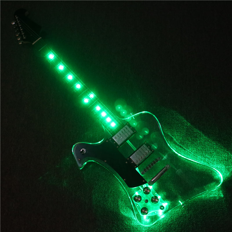 Firebird Style Left-handed Acrylic Body LED Light Electric Guitar