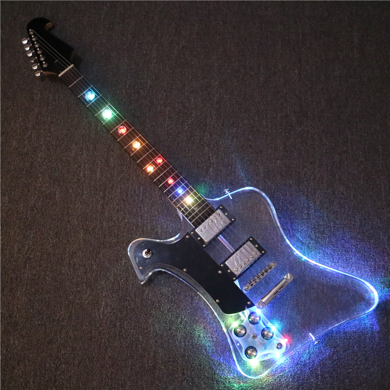 Firebird Style Left Hand Acrylic Body LED Light Electric Guitar (PFB-003)