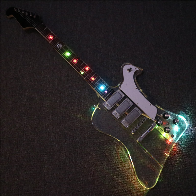 Firebird Style Acrylic Body LED Light Electric Guitar (PFB-004)
