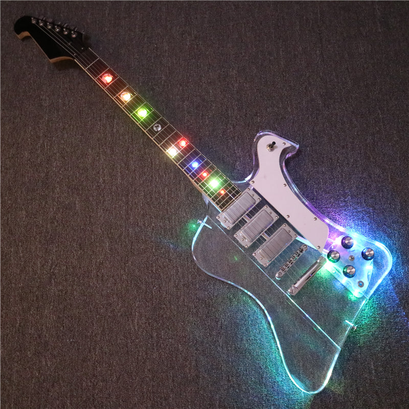 Firebird Style Acrylic Body LED Light Electric Guitar (PFB-004)
