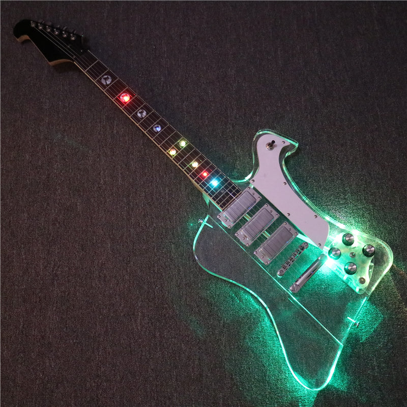 Firebird Style Acrylic Body LED Light Electric Guitar (PFB-004)