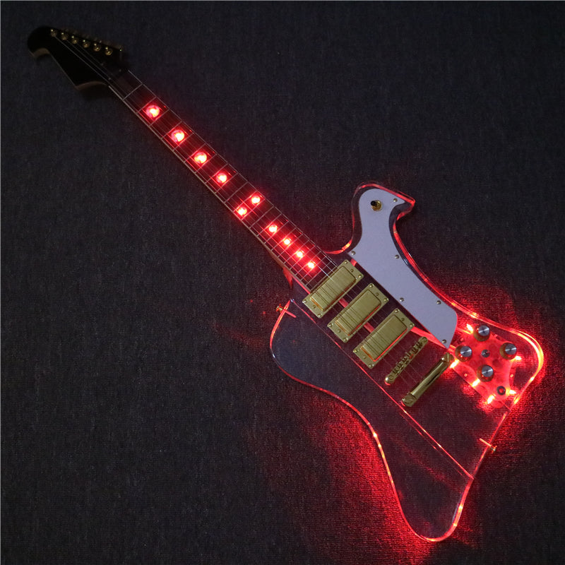 Firebird Style Acrylic Body LED Light Electric Guitar (PFB-005)