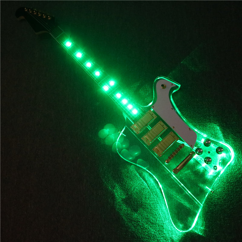 Firebird Style Acrylic Body LED Light Electric Guitar (PFB-005)