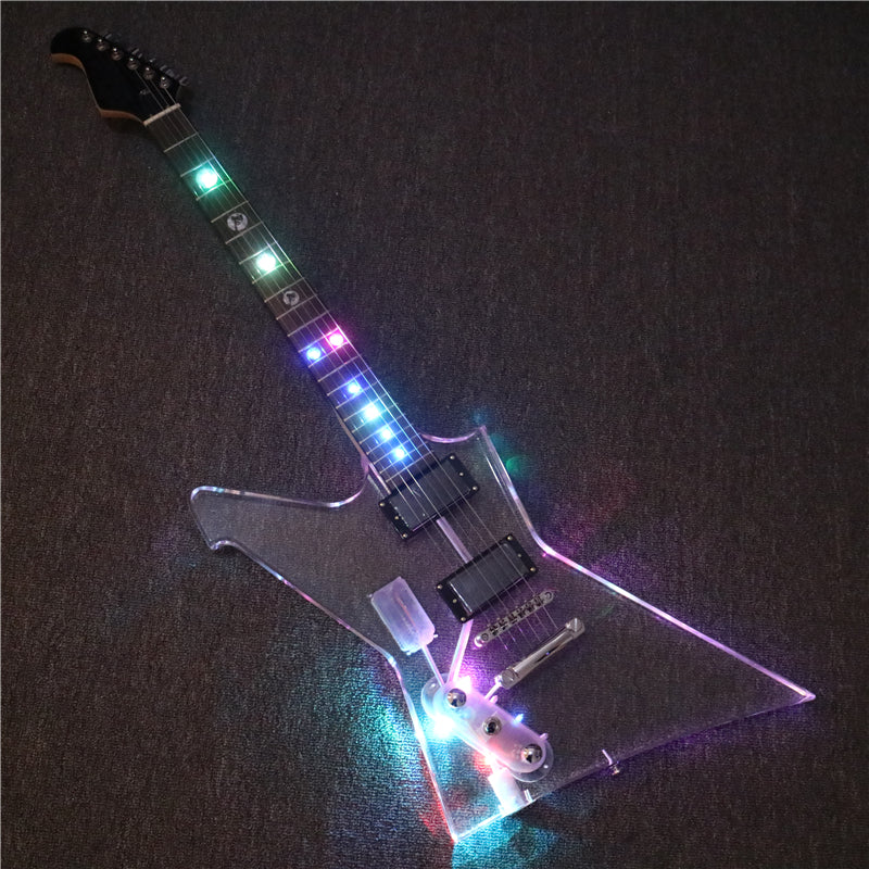 Explorer Style Left Hand Acrylic Body Electric Guitar (PEX-001)