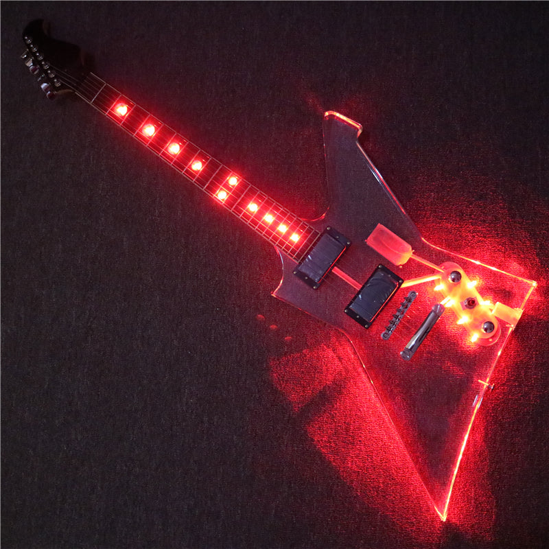 Explorer Style Acrylic Body Electric Guitar with LED Light (PEX-002)