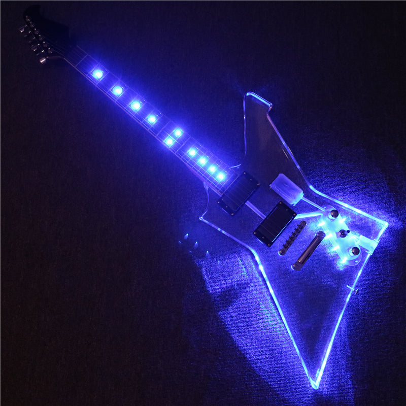 Explorer Style Acrylic Body Electric Guitar with LED Light (PEX-002)