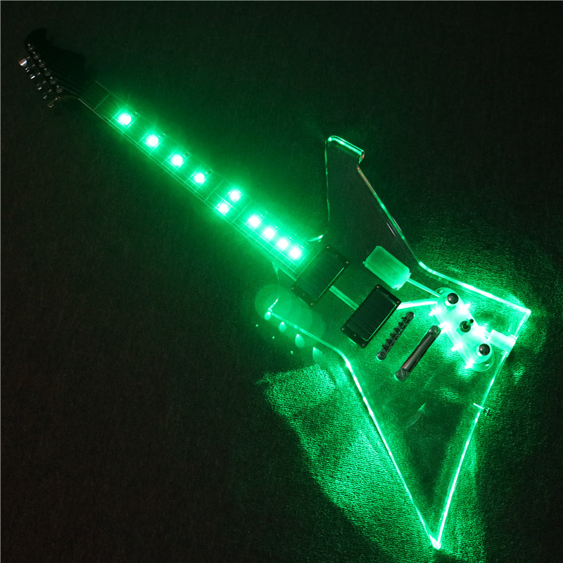 Explorer Style Acrylic Body Electric Guitar with LED Light (PEX-002)