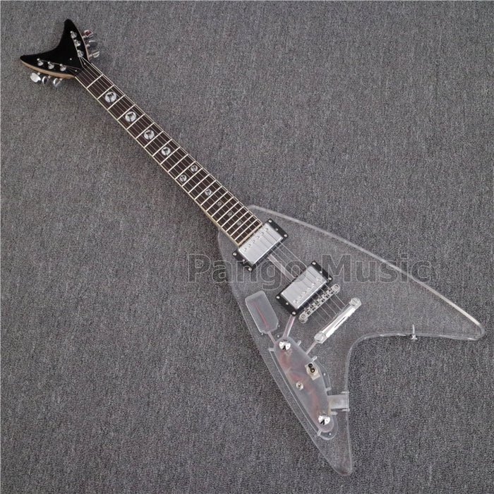 Flying V style Left Hand Acrylic Body Electric Guitar (PFV-001)
