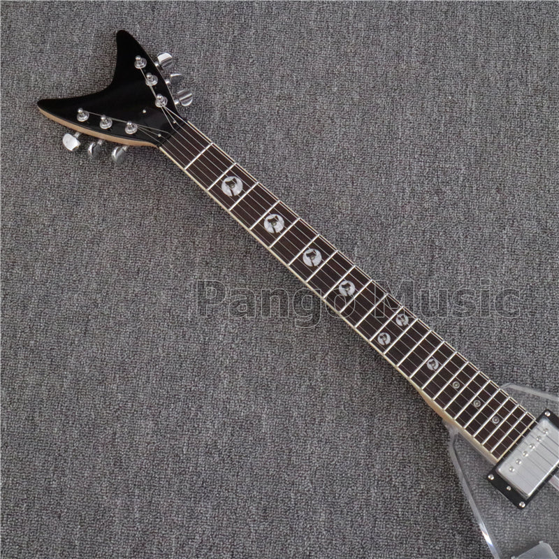Flying V Style Left Hand Acrylic Body LED Light Electric Guitar (PFV-001)