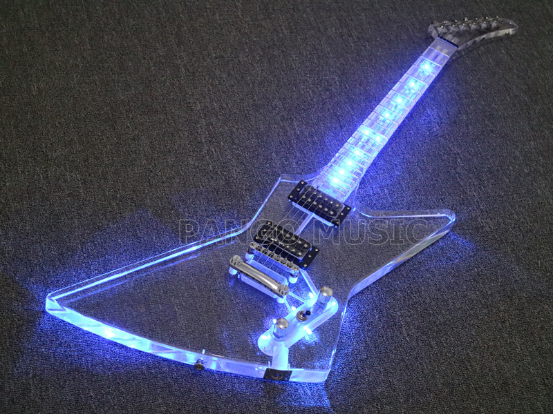 All Solid Acrylic Explorer Style Electric Guitar (PEX-412