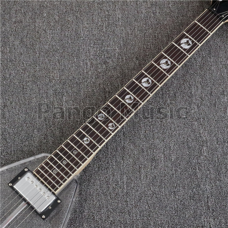 Flying V Style Left Hand Acrylic Body LED Light Electric Guitar (PFV-001)