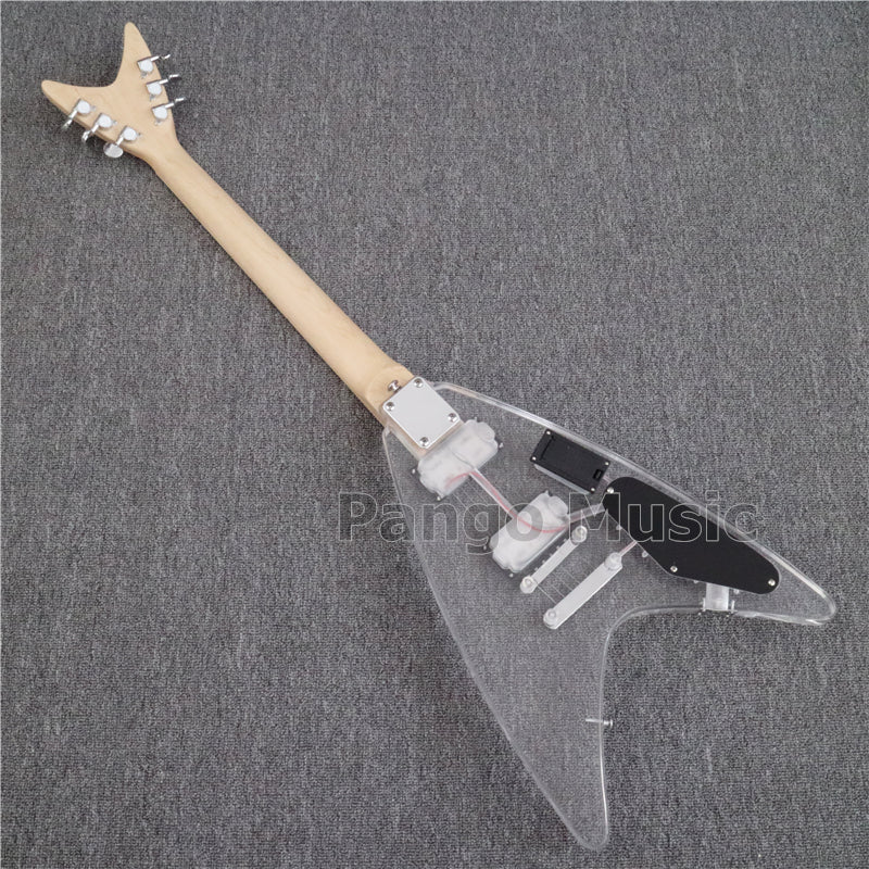 Flying V Style Left Hand Acrylic Body LED Light Electric Guitar (PFV-001)