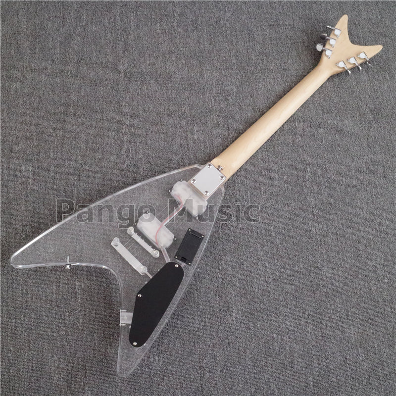 Flying V Style Left Hand Acrylic Body LED Light Electric Guitar (PFV-001)