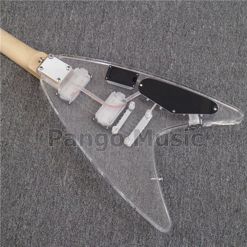 Flying V Style Left Hand Acrylic Body LED Light Electric Guitar (PFV-001)