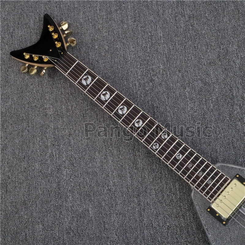 Flying V Style Acrylic Body LED Light Electric Guitar (PFV-002)