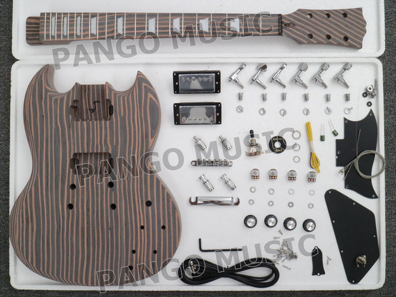 SG Style All Zebrawood DIY Electric Guitar Kit (PSG-529F, Fast Shipping, Tariff-free)
